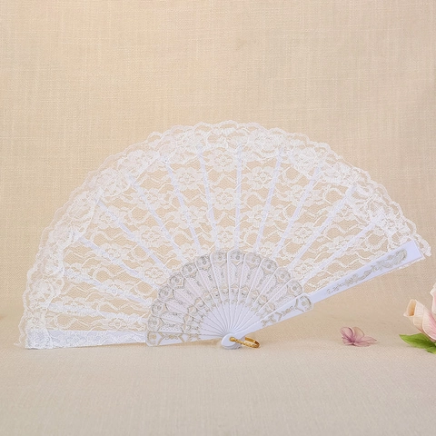 Lace Faltfächer Hohl Goldmuster Kunststoffrahmen Retro Lolita Handfächer Für Tanz Hochzeit Party Frauen Elegant