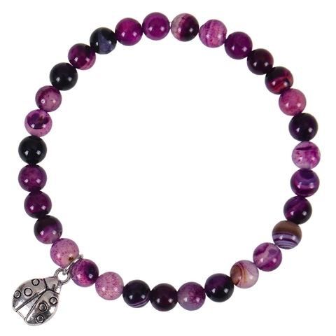 Bracciale Di Perline In Pietra Naturale Con Ciondolo A Forma Di Coccinella In Lega Gioielli Elastici Fatti A Mano