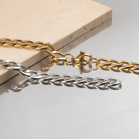 Herren Edelstahl Panzerkette Halskette 18K Vergoldet Hip Hop Minimalistischer Schmuck