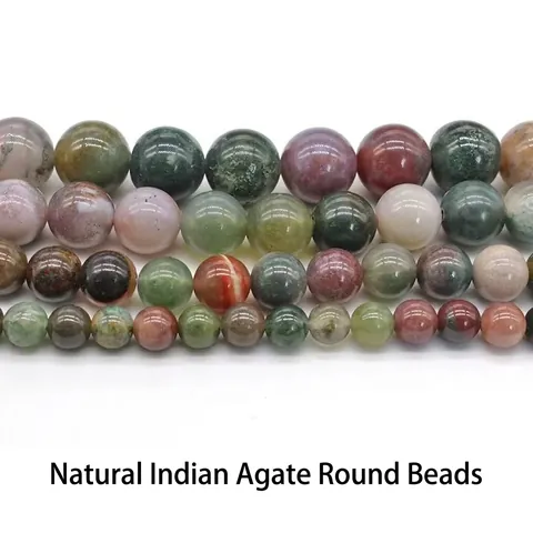 Naturindische Achat Rundperlen Polierte Mehrfarbige Edelsteine Für DIY Schmuckherstellung Halskette Armband