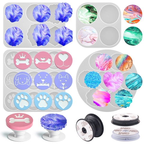 Stampo In Silicone Per Supporto Telefono Cuore Tondo Irregolare DIY Resina Epossidica Accessorio Artigianato Bianco