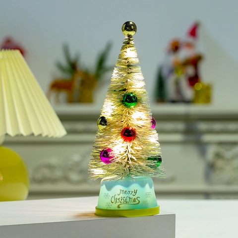 Mini Weihnachtsbaum Leuchtende LED Tischdeko Bunte Kugeln Zeder Kiefer Festliche Dekoration Für Feiertagsszene