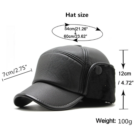 Winter Trapper Hoed Voor Heren PU Leer Kunstbont Voering Warm Winddicht Oorkleppen Baseballpet