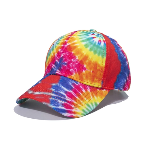 Tie Dye Baseball Cap Polyester Adjustable Curved Brim Hip Hop Streetwear Sun Protection For Men Women Trendy