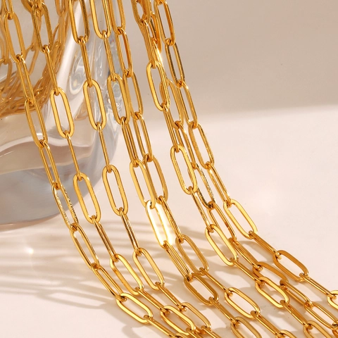 Paperclip Chain Necklace Stainless Steel 18K Gold Plated Minimalist Trendy Geometric Clavicle Jewelry For Women