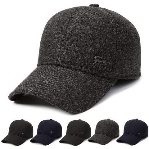 Winter Baseballkappe Herren Verdickt Fleece Gefüttert Warm Winddicht Outdoor Dad Hat Sport Metall Logo Verstellbar