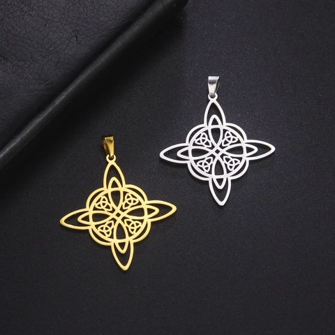 Hollow Witch's Knot Pendant 304 Stainless Steel Celtic Knot Charm For DIY Jewelry Making Vintage Totem Design