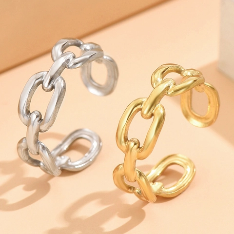 Anello Aperto a Catena in Acciaio Inossidabile Minimalista da Donna Stile Ins Anello Regolabile Gioielli Versatili Personalizzati