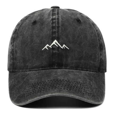 Baseball Cap Washed Cotton Vintage Mountain Embroidery Sun Protection Outdoor Sports Adjustable Dad Hat For Men Women