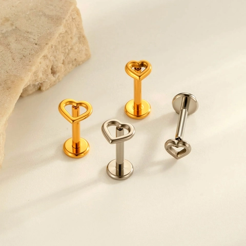 Hol Hart G23 Titanium Labret Stud Platte Achterkant Kraakbeen Oorbel Tragus Piercing Lichaamssieraden Push Pin Voor Dames Heren