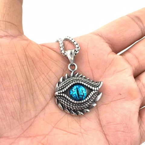 Pendente Occhio Di Drago Gotico Collana Acciaio Inossidabile Retro Scaglie Occhio Del Diavolo Gioielli Uomo
