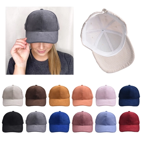 Vintage Corduroy Baseball Cap For Men Women Adjustable Cotton Sun Hat Outdoor Casual Sport Soft Top Parent Child Solid Color Breathable Peaked Cap