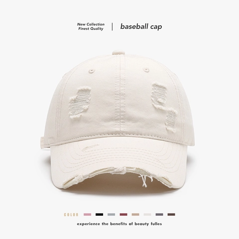 Vintage Distressed Baseball Cap Cotton Ripped Hole Sun Hat Adjustable Soft Top Streetwear Unisex