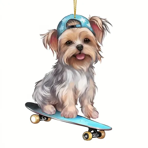 Cartoon Dog Hanging Ornament Acrylic Puppy Car Rearview Mirror Pendant Decorative For Christmas Tree Backpack