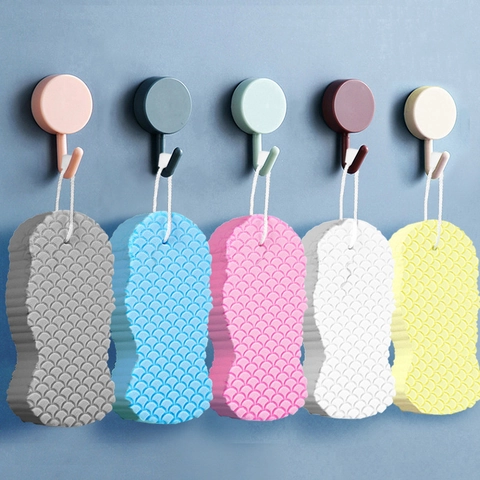 Exfoliating Bath Sponge Soft PVA Body Scrubber With Fish Scale Texture And Hanging Rope For Shower Skin Cleaning
