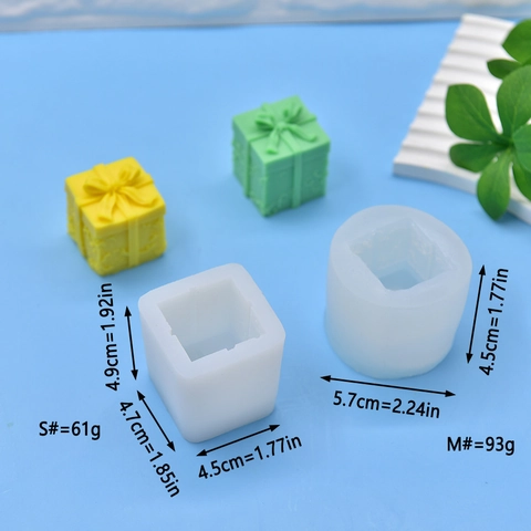 Gift Box Shape Silicone Mold 3D Bow Ribbon Embossed Relief DIY Handmade Soap Candle Fondant Cake Decorating