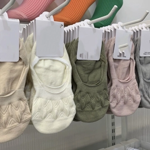 Damen No Show Socken Baumwolle Tief Geschnitten Unsichtbare Füßlinge Atmungsaktiv Mesh Einfarbig Anti Rutsch Strick