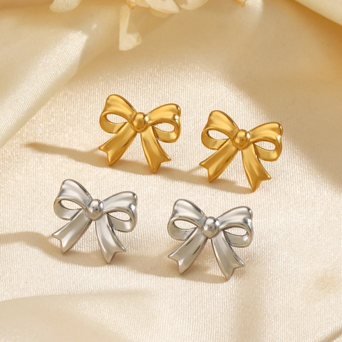 Boucles D'oreilles Puces Noeud Acier Inoxydable Plaqué Or 18K Élégant Minimaliste Style INS Bijoux Mode Pour Femmes
