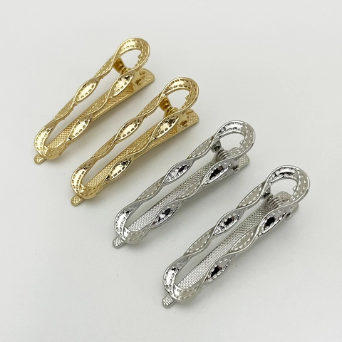Geometrische Hohle Wellen Metall Haarklammern Legierung Entenschnabel Seitenklammern Für Frauen Elegantes Styling Zubehör
