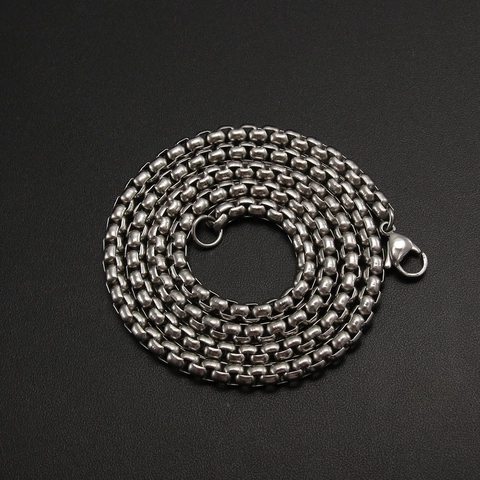 Collar De Cadena De Caja Redonda De Acero Inoxidable Joyería Minimalista Hip Hop Para Hombres Y Mujeres Eslabón Veneciano Pulido