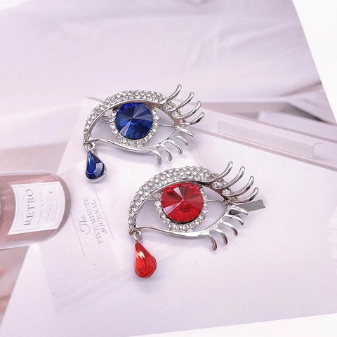 Evil Eye Brosche Zinklegierung Strass Kristall Tränenanhänger Anti-Exposure Sicherheitsnadel Retro Eleganter Schmuck