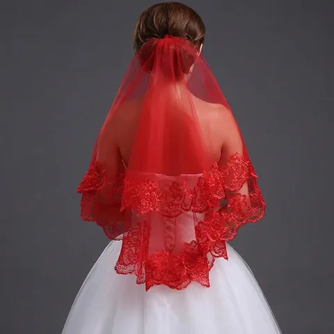French Retro Bridal Veil Lace Floral Trim Double Layer Tulle Wedding Photography Elegant Headpiece For Women