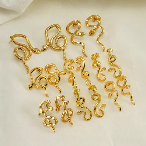 Snake Stud Earrings Stainless Steel 18K Gold Plated Personalized Animal Jewelry For Women Fashion Accessory