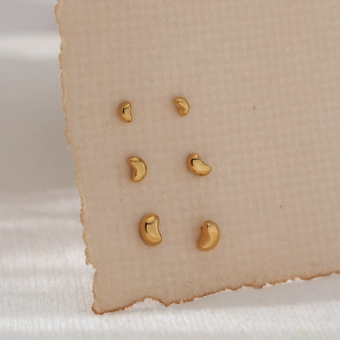 Minimalist Bean Stud Earrings 316L Stainless Steel PVD Gold Plated Smooth Polished Jewelry For Women Fashion Accessories