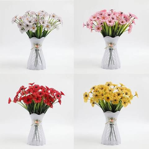 Artificial Violet Flower Bunch Satin Plastic Decorative Bouquet For Home Wedding Photography Decoration Multi Color