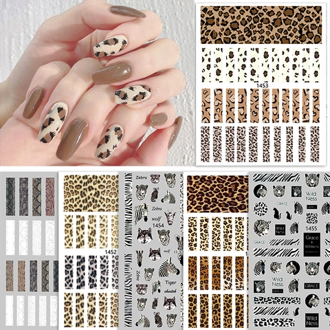 Animal Print Nail Art Stickers 3D Leopard Zebra Snake Patterns Self Adhesive Ultra Thin Waterproof DIY Manicure Decoration