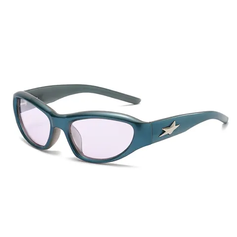 Mode Sonnenbrille Retro Ovaler Rahmen Y2K Stil UV Schutz PC Material Metall Stern Dekor Trendige Brillen Für Männer Frauen