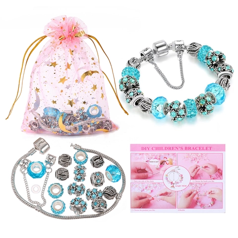 DIY Charm Armband Basteln Legierung Acryl Glasperlen Anhänger Cartoon Stil Schmuck Für Mädchen Kinder Kreatives Geschenk