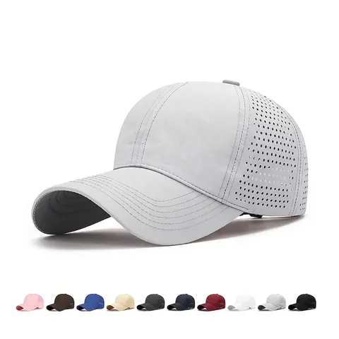 Quick Dry Baseball Cap Polyester Laser Perforated Breathable Sun Protection Outdoor Sports Adjustable Hat Unisex