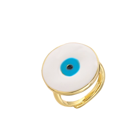 Evil Eye Ring Kupfer Vergoldet Bunte Emaille Verstellbar Offenes Band Modeschmuck Damen