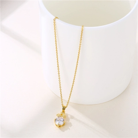 Collana Con Ciondolo Fiore Zircone Acciaio Inossidabile Placcato Oro Sottovuoto Minimalista Stile Francese Gioielli Da Donna