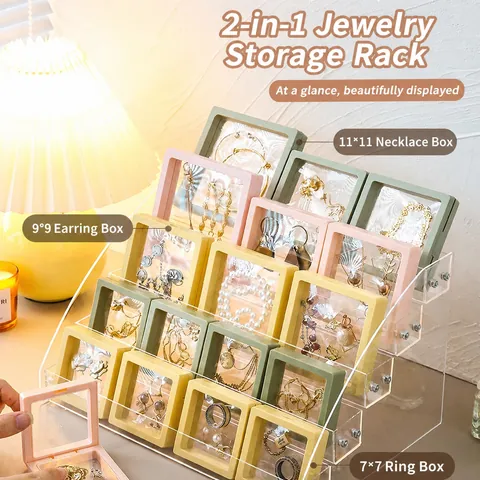 Draagbare PE-folie Zwevende Sieradendoos Anti-oxidatie Transparant Display Opbergframe Voor Oorbellen Kettingen Armbanden Sieradenverpakking
