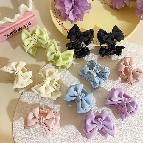 Pince À Cheveux Nœud En Satin Douce Pince À Mâchoire Nœud Papillon Style Coréen Accessoire Cheveux Pour Femmes Filles