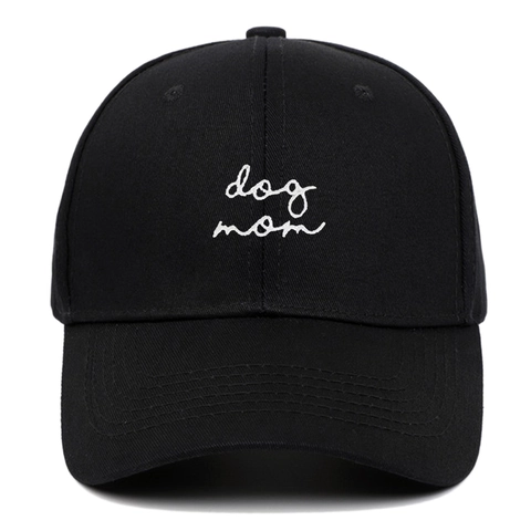 Cappellino Da Baseball Ricamato Dog Mom In Cotone Regolabile Da Donna Stile Streetwear Casual Nero