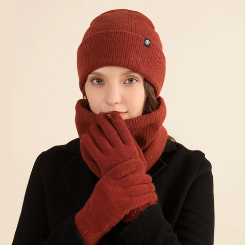Berretto Sciarpa E Guanti Invernali Maglia Spessa Termico Caldo All'aperto Quotidiano Casual Per Uomo E Donna