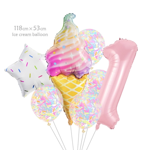 Palloncini Per Feste Gelato Alluminio Lattice Decorazione Per Compleanno Bambini Tema Macaron Dolce