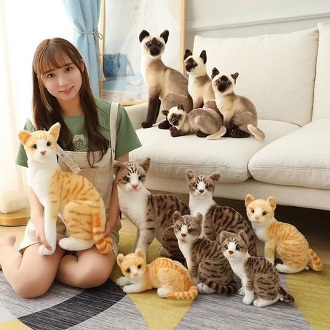 Realistisches Simulations Katzen Plüschtier Weiches Stofftier Siamese Getigerte Orangefarbene Kätzchen Puppe Geschenk