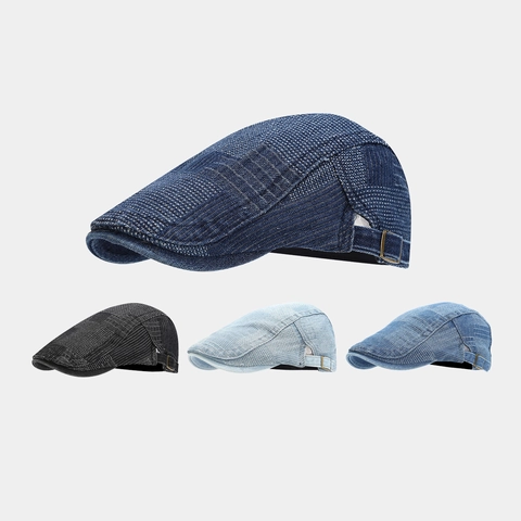 Coppola In Cotone Denim Vintage Fibbia In Metallo Regolabile Traspirante Cappello Ivy Newsboy Per Uomo Donna Casual