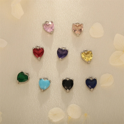 Ciondoli A Cuore Piccolo Pendente Rame Placcato Oro 18K Zircone Colorato Accessori Per Creazione Gioielli DIY