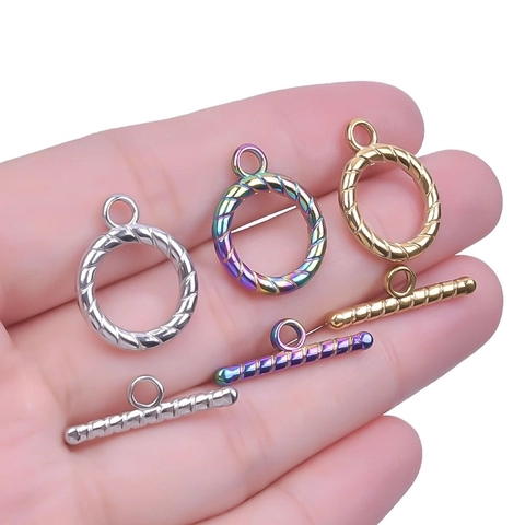 Fermoirs À Bascule Acier Inoxydable 304 Texture Torsadée Plaqué Or Sous Vide Fabrication Bijoux DIY Bracelet Collier