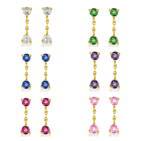 Round Cubic Zirconia Drop Earrings With 925 Sterling Silver Earring Post Elegant Simple Versatile Jewelry For Women