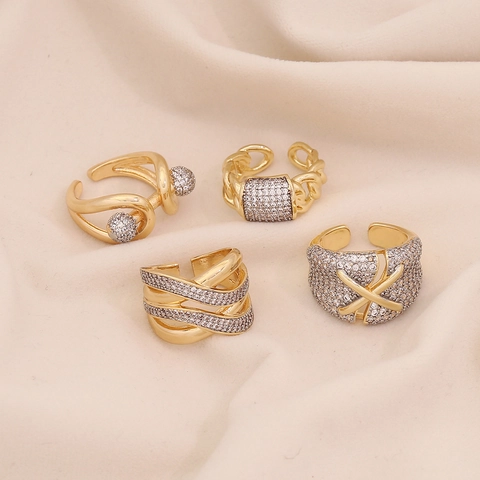 Mode Verstellbare Kupferringe Für Frauen Mit Zirkonia Herz Leopard Geometrisch Offenes Band Schmuck