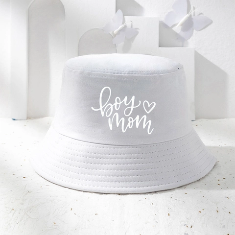 Cappello Da Pescatore In Cotone Con Stampa Lettere Boy Mom Cuore Protezione Solare Traspirante Casual Per Donna