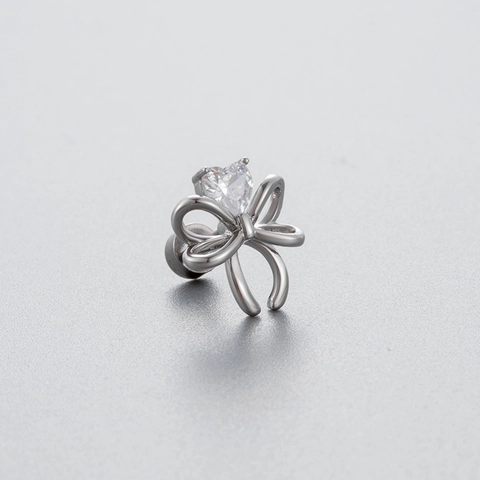 Titanium Stalen Strik Zirkoon Oorkraakbeen Studs Schroef Piercing Oorbellen Hart Druppel Kristallen Sieraden Vrouwen