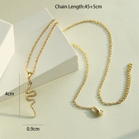 Collier Pendentif Serpent Cuivre Plaqué Or Micro Pavé Zircon Forme Animale Bijoux Pour Femmes