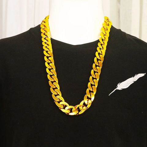 Exaggerated Hip Hop Gold Color Curb Link Chain Necklace Plastic Lightweight Chunky For Party Costume Men Women